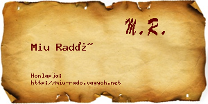 Miu Radó névjegykártya